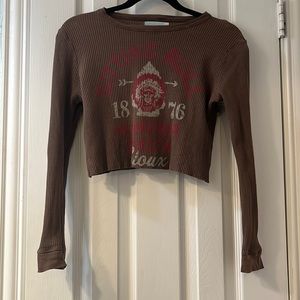 Vintage Brown Long Sleeve Cropped Tee